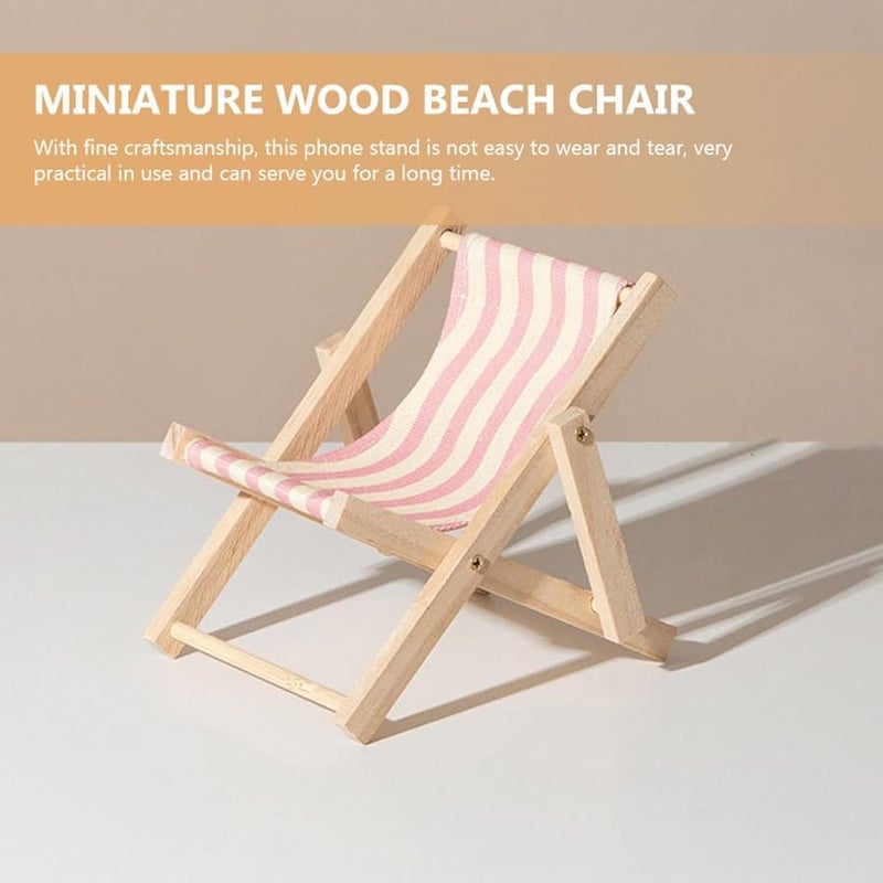Wooden Phone Stand Desktop Bracket 2pcs Beach Chair Home Decor for Office Bedroom - Image 4